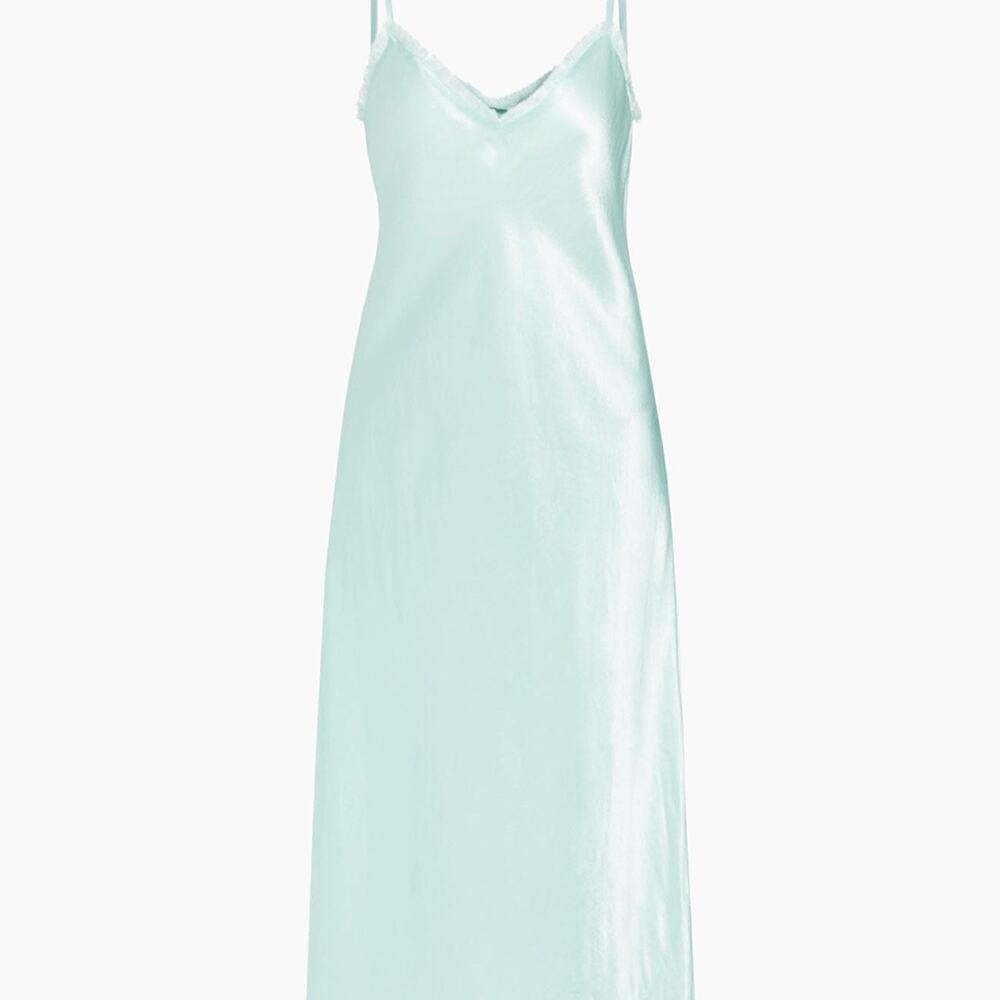 NWT Vince Satin Frayed-Edge Bias Camisole Dress Large - Picture 1 of 8